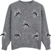 imageCHICWISH Women Sequin Heart Bowknot Knit Sweater Crewneck Long Sleeve Soft Fall Fashion Romantic Pullover Jumper TopSmoke