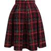 imageCHICWISH Women Shining Plaid Midi Skirt Casual High Waisted A Line Flared Pleated Holiday Party Tweed Tartan SkirtRed