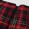 imageCHICWISH Women Shining Plaid Midi Skirt Casual High Waisted A Line Flared Pleated Holiday Party Tweed Tartan SkirtRed