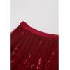 imageCHICWISH Womens Fancy with Bowknot Knit Top and Sequins Tulle Skirts Elastic Waist Mesh Midi Holiday Flowy Layered Red Skirt XXLXXXL
