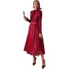 imageCHICWISH Womens Fancy with Bowknot Knit Top and Sequins Tulle Skirts Elastic Waist Mesh Midi Holiday Flowy Layered Red Skirt XXLXXXL