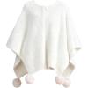 imageCHICWISH Women Adorable Fuzzy Knit PomPom Poncho Fall Winter Casual Soft Batwing Sleeve Shawl Wraps Cloak Cape Coat White