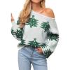 imageCHICWISH Women Christmas Trees Print Knit Sweater Crewneck Long Sleeve Casual Holiday Sweaters Pullover JumpersGreen