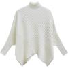 imageCHICWISH Women Contrast Ribbed Knit Sweater Mock Neck Batwing Sleeve Oversized Pullover Tops Casual Cape PonchoWhite