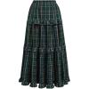 imageCHICWISH Women Plaid Maxi Skirt Vintage High Waist A Line Tiered Ruffle Holiday Party Flowy Tartan Long SkirtsGreen
