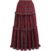 imageCHICWISH Women Plaid Maxi Skirt Vintage High Waist A Line Tiered Ruffle Holiday Party Flowy Tartan Long SkirtsRed