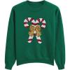 imageCHICWISH Women Sequin Bowknot Candy Cane Print Knit Christmas Sweater Crewneck Long Sleeve Holiday Sweaters PulloverGreen