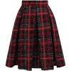 imageCHICWISH Women Shining Plaid Midi Skirt Casual High Waisted A Line Flared Pleated Holiday Party Tweed Tartan SkirtRed