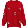 imageCHICWISH Women 3D Bowknot PomPom Merry Christmas Knit Sweater Cute Crew Neck Long Sleeve Holiday Party Pullover TopRed