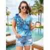 imageDisamer Summer Tops for Women Petal Short Sleeve Shirts Dressy Pleated Tunic 2025 Casual V Neck Button Down BlousesFloral Butterfly