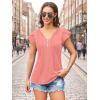 imageDisamer Summer Tops for Women Petal Short Sleeve Shirts Dressy Pleated Tunic 2025 Casual V Neck Button Down BlousesPure Pink