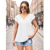 imageDisamer Summer Tops for Women Petal Short Sleeve Shirts Dressy Pleated Tunic 2025 Casual V Neck Button Down BlousesPure White