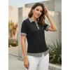 imageDisamer Womens Summer Tops Spring Fashion 2025 Short Sleeve Shirts Patchwork Button V Neck Tunic Tops Casual Work BlousesPlaid Black