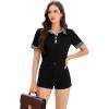 imageDisamer Womens Summer Tops Spring Fashion 2025 Short Sleeve Shirts Patchwork Button V Neck Tunic Tops Casual Work BlousesPlaid Black