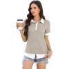 imageDisamer Womens Summer Tops Spring Fashion 2025 Short Sleeve Shirts Patchwork Button V Neck Tunic Tops Casual Work BlousesPure Apricot
