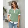 imageDisamer Womens Summer Tops Spring Fashion 2025 Short Sleeve Shirts Patchwork Button V Neck Tunic Tops Casual Work BlousesPure Green