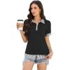 imageDisamer Womens Summer Tops Spring Fashion 2025 Short Sleeve Shirts Patchwork Button V Neck Tunic Tops Casual Work BlousesStriped Black