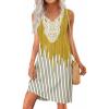 imageDisamer Womens Sundresses Sleeveless Swimsuit Coverup Spring Bathing Suit Cover Ups Beach Sun Dress Casual Summer DressesStriped Yellow