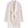 imageCHICWISH Womens GreyDusty PinkCream Wide Lapel Open Front Loose Knit CardiganCream