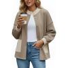 imageDisamer Jackets for Women Fall Fashion 2025 Casual Bomber Jacket Varsity Lantern Long Sleeve Outerwear Button Down CoatColorblock Khaki