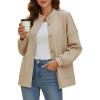 imageDisamer Jackets for Women Fall Fashion 2025 Casual Bomber Jacket Varsity Lantern Long Sleeve Outerwear Button Down CoatPure Apricot