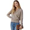 imageCHICWISH Women FauxWrap Knit Tops V Neck Long Sleeve Solid Casual Soft Fall Cropped Pullover SweatersOatmeal