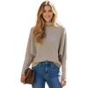 imageCHICWISH Women Turtleneck Ribbed Knit Sweater Batwing Long Sleeves Soft Loose Casual Cropped Sweater Pullover TopsOatmeal