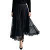 imageChicwish Women Reversible Pleated Tulle Maxi Skirt Elastic Waisted Ruffle Tiered Layered Tutu Mesh Flowy Long SkirtsBlack