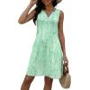 image:imageDisamer Beach Dresses for Women 2024 Vacation Swim Cover up VNeck Summer Dress Button Down Sleeveless Boho Floral SundressDewdrop Green