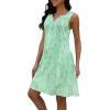 image:imageDisamer Beach Dresses for Women 2024 Vacation Swim Cover up VNeck Summer Dress Button Down Sleeveless Boho Floral SundressDewdrop Green