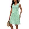 image:imageDisamer Beach Dresses for Women 2024 Vacation Swim Cover up VNeck Summer Dress Button Down Sleeveless Boho Floral SundressDewdrop Green