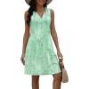 image:imageDisamer Beach Dresses for Women 2024 Vacation Swim Cover up VNeck Summer Dress Button Down Sleeveless Boho Floral SundressDewdrop Green