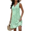 image:imageDisamer Beach Dresses for Women 2024 Vacation Swim Cover up VNeck Summer Dress Button Down Sleeveless Boho Floral SundressDewdrop Green