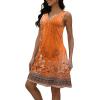 image:imageDisamer Beach Dresses for Women 2024 Vacation Swim Cover up VNeck Summer Dress Button Down Sleeveless Boho Floral SundressFloral Orange