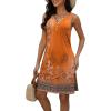 image:imageDisamer Beach Dresses for Women 2024 Vacation Swim Cover up VNeck Summer Dress Button Down Sleeveless Boho Floral SundressFloral Orange