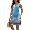image:imageDisamer Beach Dresses for Women 2024 Vacation Swim Cover up VNeck Summer Dress Button Down Sleeveless Boho Floral SundressFlower Wallpaper Blue