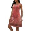 image:imageDisamer Beach Dresses for Women 2024 Vacation Swim Cover up VNeck Summer Dress Button Down Sleeveless Boho Floral SundressFlower Wallpaper Red