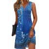 image:imageDisamer Beach Dresses for Women 2024 Vacation Swim Cover up VNeck Summer Dress Button Down Sleeveless Boho Floral SundressFloral Navy