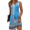 image:imageDisamer Beach Dresses for Women 2024 Vacation Swim Cover up VNeck Summer Dress Button Down Sleeveless Boho Floral SundressFlower Wallpaper Blue